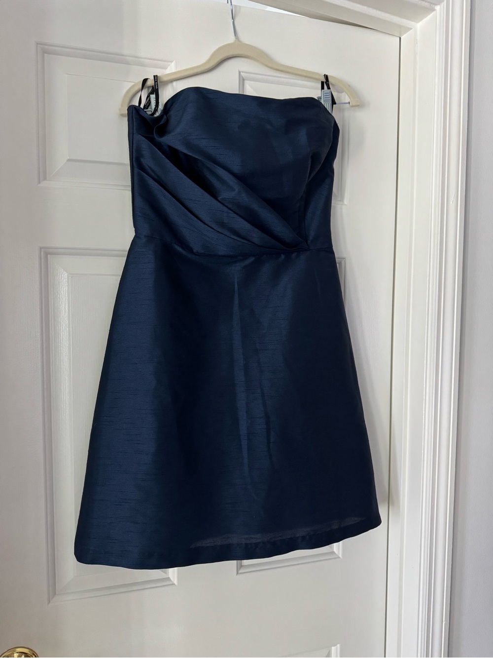 ALFRED SUNG Strapless A-Line Dress in Navy